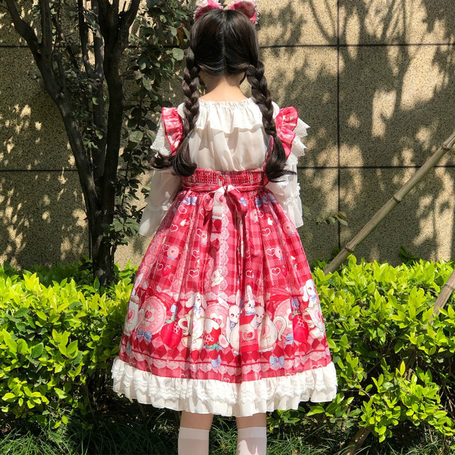 Women Girls Lolita Dress Lace Ruffle Frill Pleat Japanese Lovely Kawaii Cosplay Sweetheart Style